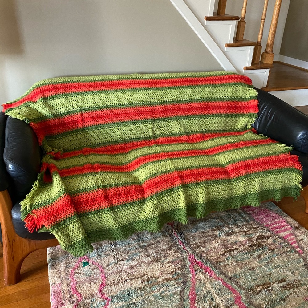 boho mid century blanket handmade vintage